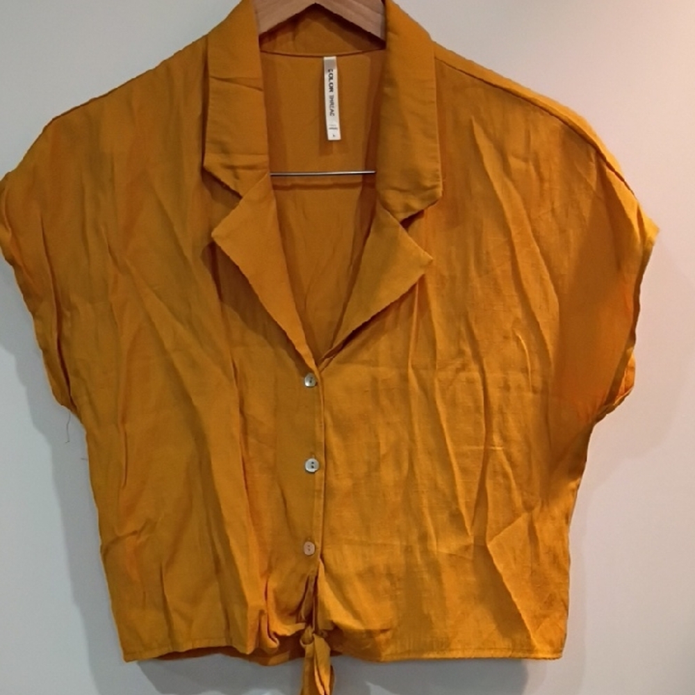 Chic Mustard Button-Down Women's Shirt